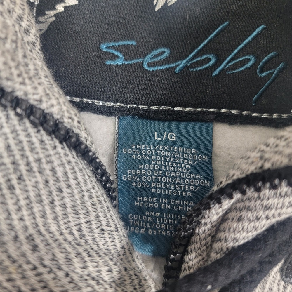 Sebby Womens Gray Herringbone Toggle Hooded Coat Jacket Size L - Picture 2 of 5